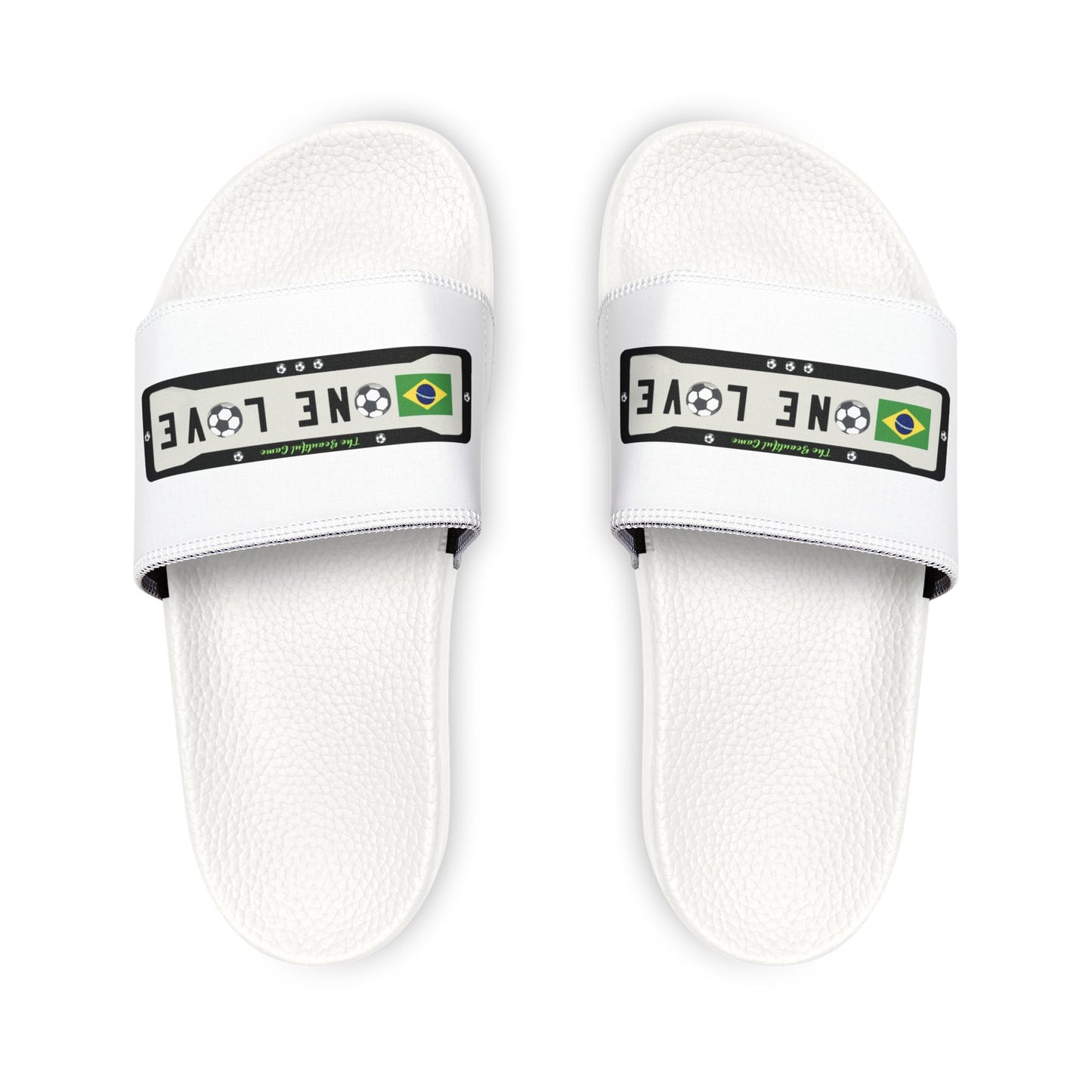 "One Love" Brazil Flag Soccer Slides