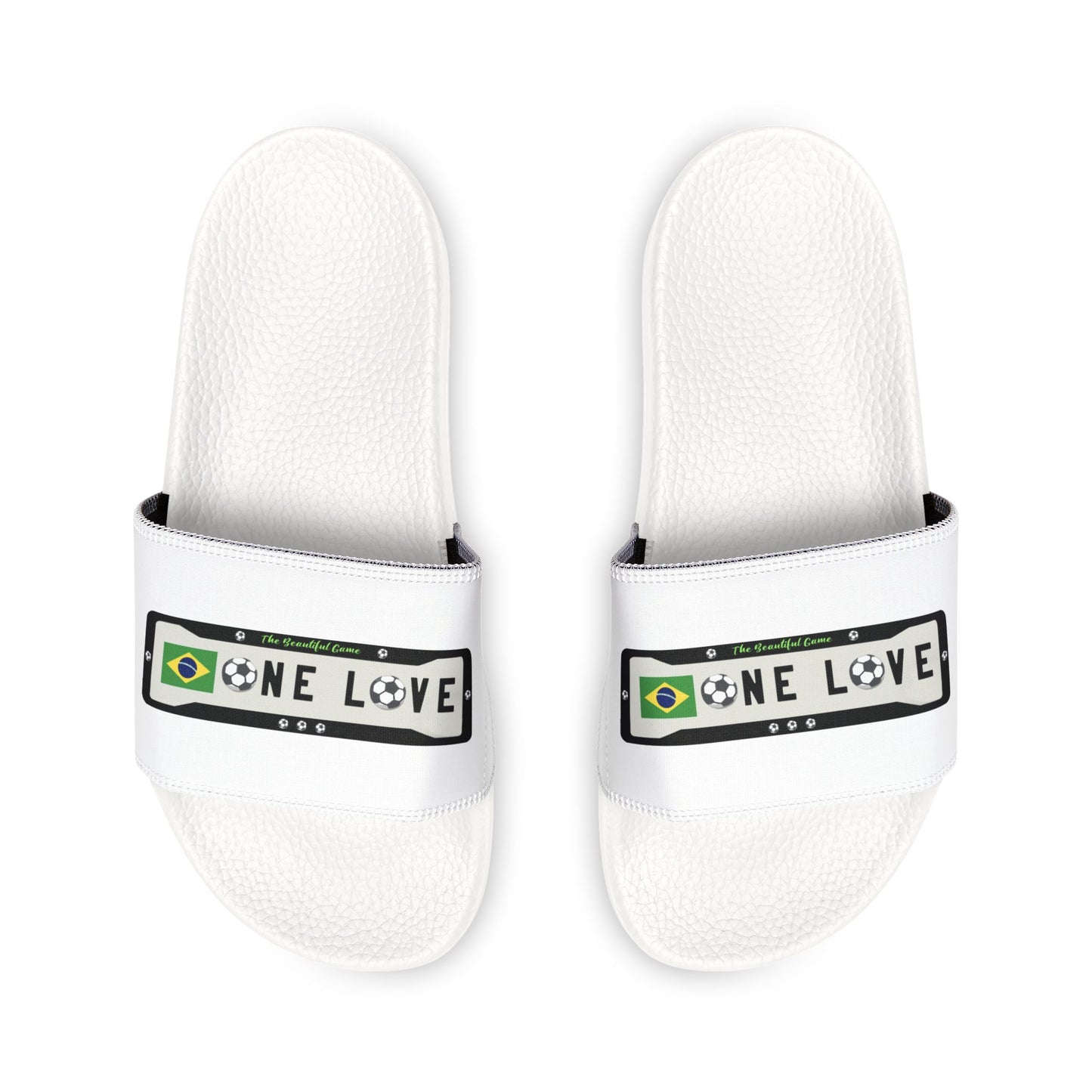 "One Love" Brazil Flag Soccer Slides