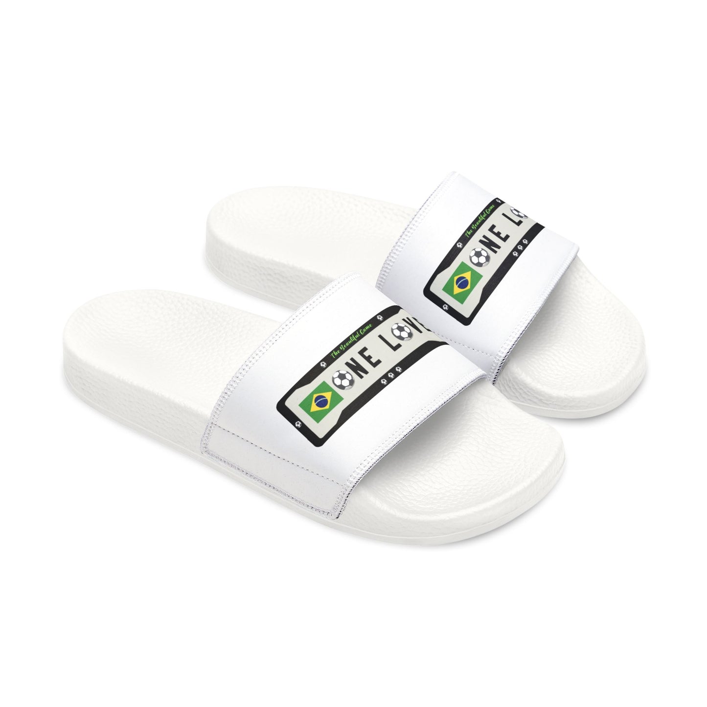 "One Love" Brazil Flag Soccer Slides