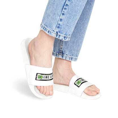 "One Love" Brazil Flag Soccer Slides