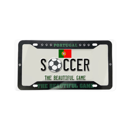 'The Beautiful Game' with Portugal  Flag & Soccer Ball License Plate