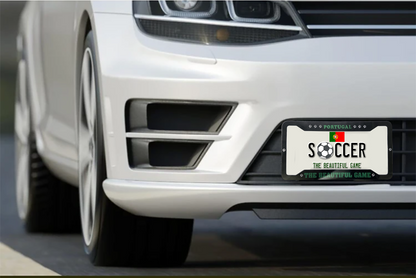 'The Beautiful Game' with Portugal  Flag & Soccer Ball License Plate